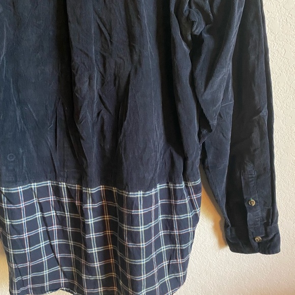 Vintage Tommy Hilfiger Y2K Mix Media Cord Plaid Preppy Academia Button Shirt XL - Picture 13 of 14